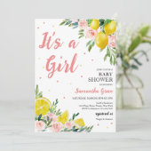 Lemon Es ist eine Mädchen-Babydusche Einladung (Stehend Vorderseite)