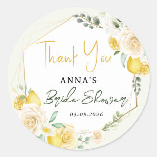 Lemon Eucalyptus Floral Brautparty Vielen Dank Runder Aufkleber