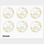 Lemon Eucalyptus Floral Brautparty Vielen Dank Runder Aufkleber (Blatt)