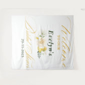Lemon Eucalyptus Rose Elegantes Script Brautparty Wandteppich (Vorderseite (Horizontal))
