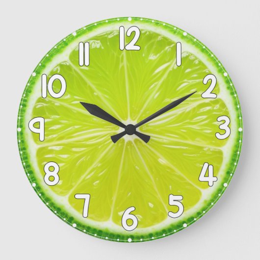 Lemon Face Wall Clock – Fresh Citrus Kitchen Home Große Wanduhr (Vorderseite)