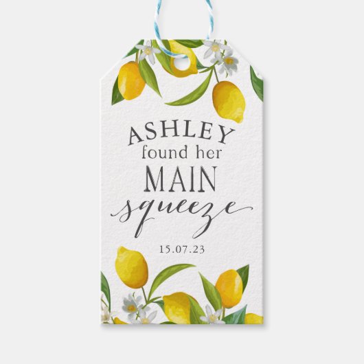 Lemon fand ihre Haupt-Squeeze-Gefallen-Tasche Geschenkanhänger (Vorderseite)