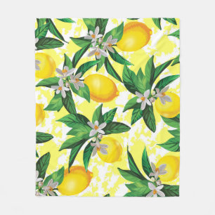 Lemon Fantasy: Kreatives Muster der Blumen Fleecedecke