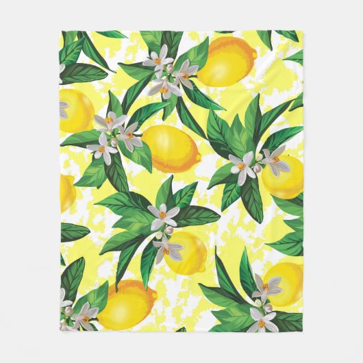 Lemon Fantasy: Kreatives Muster der Blumen Fleecedecke (Vorderseite)