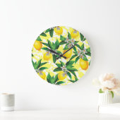Lemon Fantasy: Kreatives Muster der Blumen Große Wanduhr (Zuhause)