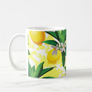 Lemon Fantasy: Kreatives Muster der Blumen Kaffeetasse