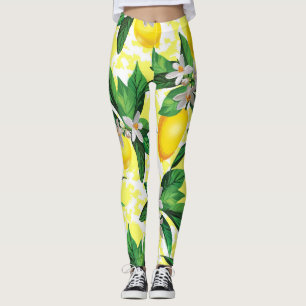Lemon Fantasy: Kreatives Muster der Blumen Leggings