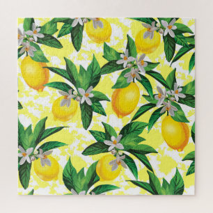 Lemon Fantasy: Kreatives Muster der Blumen Puzzle