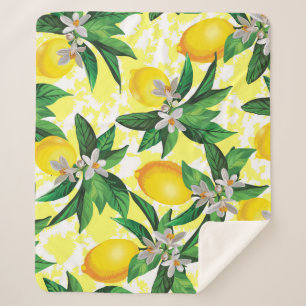 Lemon Fantasy: Kreatives Muster der Blumen Sherpadecke
