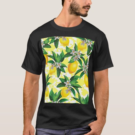 Lemon Fantasy: Kreatives Muster der Blumen T-Shirt (Vorderseite)
