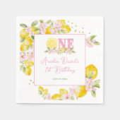 Lemon Floral 1st Birthday Napkins Serviette (Vorderseite)