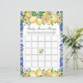 Lemon Floral Baby Brautparty Bingo Party Game (Stehend Vorderseite)