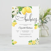 Lemon Floral Baby Shower Invitation Einladung (Stehend Vorderseite)