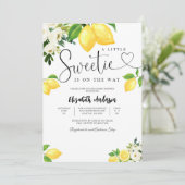 Lemon Floral Baby Shower Invitation Einladung (Stehend Vorderseite)