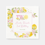 Lemon Floral Birthday Serviette (Vorderseite)