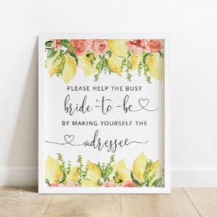 Lemon Floral Brautparty Address a Envelope Poster