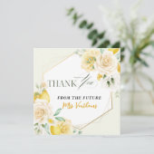 Lemon Floral Brautparty Danke, Card (Stehend Vorderseite)