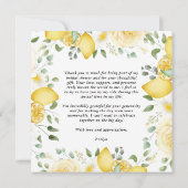 Lemon Floral Brautparty Danke, Card (Rückseite)