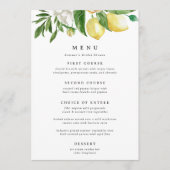 Lemon Floral Brautparty oder Wedding Menu Card Einladung (Vorderseite)