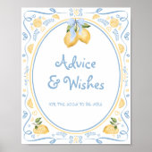 Lemon Floral Brautparty Ratschläge und Wünsche Poster (Vorne)
