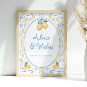 Lemon Floral Brautparty Ratschläge und Wünsche Poster