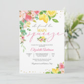 Lemon Floral Bridal Shower Invitation Einladung (Stehend Vorderseite)
