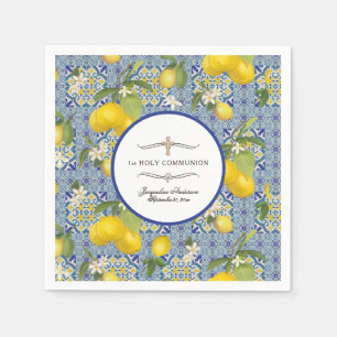 Lemon Floral Citrus Foliage 1.  Serviette