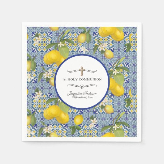 Lemon Floral Citrus Foliage 1. Serviette (Vorderseite)