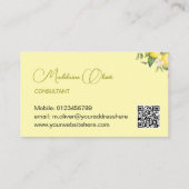 Lemon Floral Citrus Moderner Stylischer QR Code Go Visitenkarte (Rückseite)