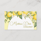 Lemon Floral Citrus Moderner Stylischer QR Code Go Visitenkarte (Vorderseite)