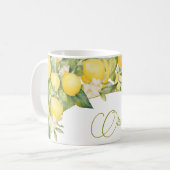 Lemon Floral Citrus Modernes Personal Business Kaffeetasse (Vorderseite Links)