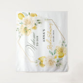Lemon Floral Eukalyptus Brautparty Hintergrund Wandteppich (Vorderseite)