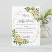 Lemon Floral Geometric Getting Married Verlobung Einladung (Stehend Vorderseite)