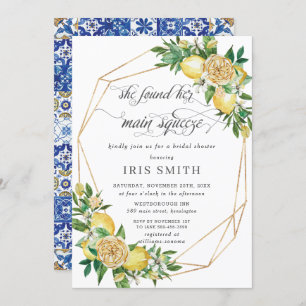 Lemon Floral Geometric Main Squeeze Brautparty Einladung