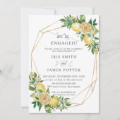 Lemon Floral Geometric Wir sind Verlobte Verlobung Einladung (Vorderseite)