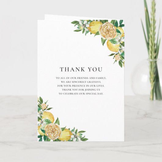 Lemon Floral Greenery Azure Mosaic Tiles Wedding Programm (Rückseite)