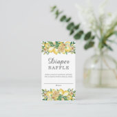 Lemon Floral Greenery Baby Dusche Windelwanne Raff Begleitkarte (Stehend Vorderseite)