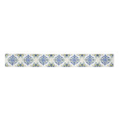 Lemon Floral Italienisch Tile Blau und Weiß Decoup Satinband (Vorderseite)