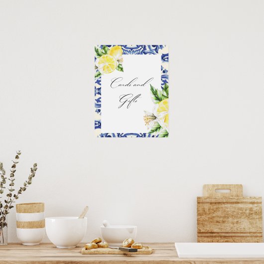 Lemon Floral Mediterrane Brautpartys Poster (Küche)