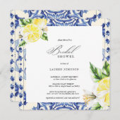 Lemon Floral Mediterranean Bridal Shower Einladung (Vorne/Hinten)