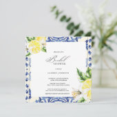 Lemon Floral Mediterranean Bridal Shower Einladung (Stehend Vorderseite)