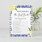 Lemon Floral Mediterranes Brautparty Einladung (Stehend Vorderseite)