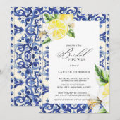 Lemon Floral Mediterranes Brautparty Einladung (Vorne/Hinten)
