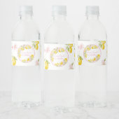 Lemon Floral Pink Birthday Wasserflaschenetikett (Flaschen)