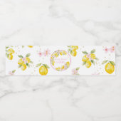 Lemon Floral Pink Birthday Wasserflaschenetikett (Einzelnes Label)