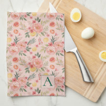 Lemon Floral pink Peony rustikales Muster Monogram