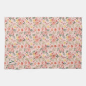 Lemon Floral pink Peony rustikales Muster Monogram Geschirrtuch (Horizontal)