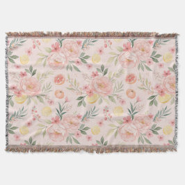 Lemon Floral rosa Peony Pattern Decke