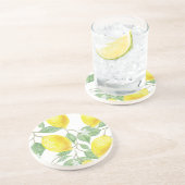 Lemon Floral Round Stone Untersetzer (Seite)