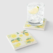 Lemon Floral Steinuntersetzer (Seitenansicht)
